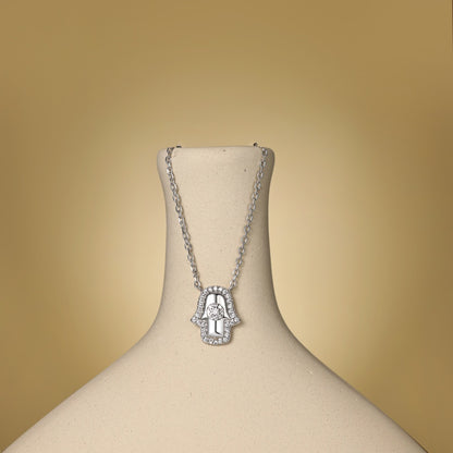 Fashion personality palm zircon necklace - jewelryweilin