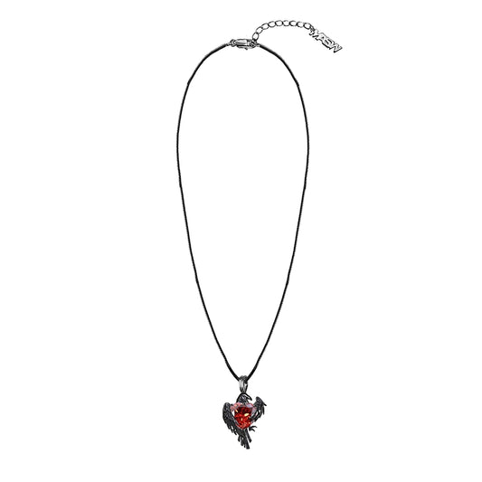 Black crow heart necklace
