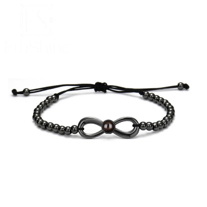 Photo projection bowknot brass beaded bracelet