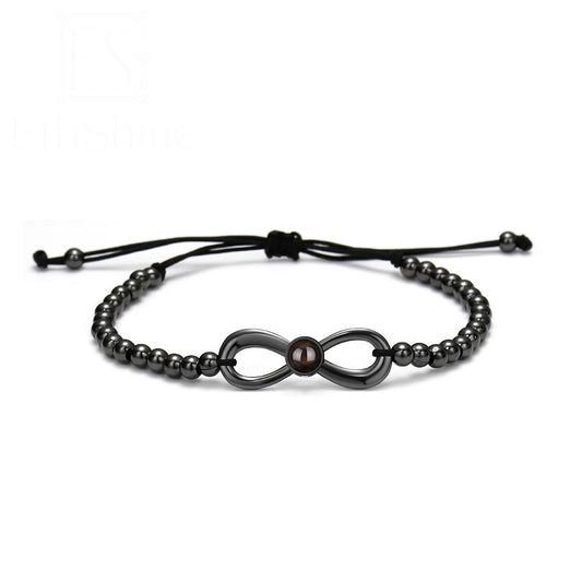 Photo projection bowknot brass beaded bracelet