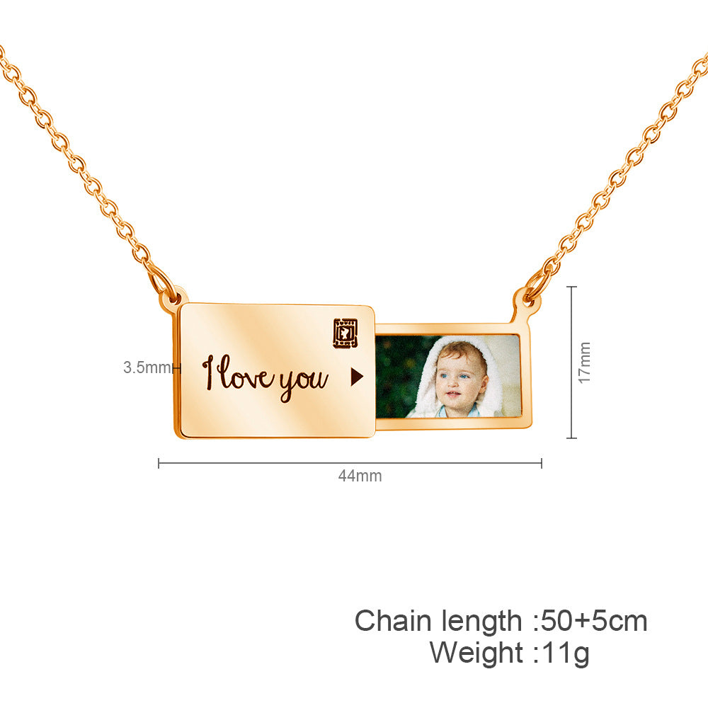 Custom pull-out photo pendant necklace