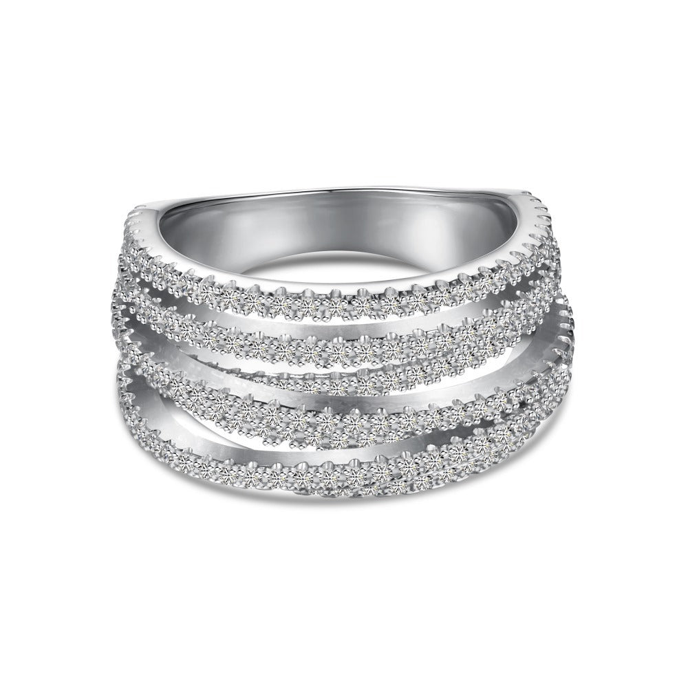 Fashionable and personalized spiral full diamond ring - jewelryweilin