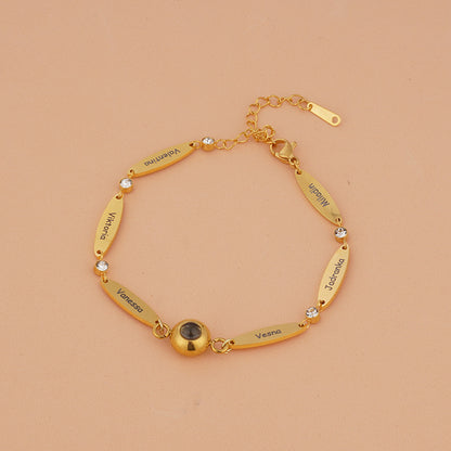 Photo projection engraving couple bracelet