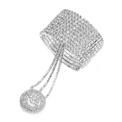 Multi-layered rhinestone finger bracelet