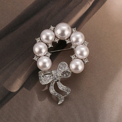 High-grade zircon pearl butterfly brooch simple niche clothing women's accessories - jewelryweilin