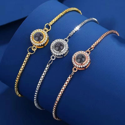 Photo projection round bezel fashion jewelry