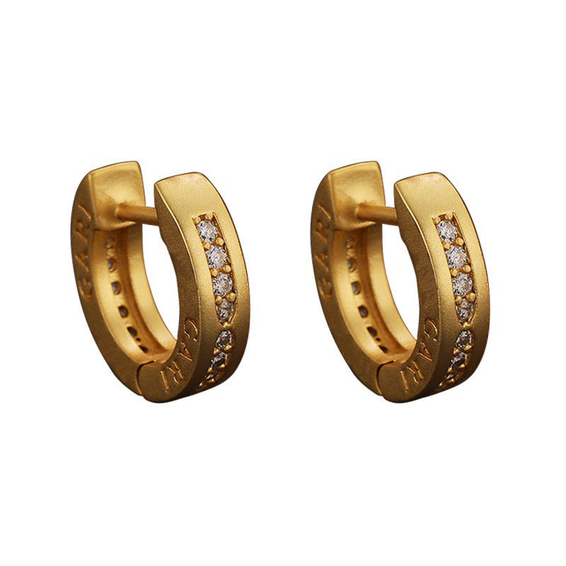 Simple high-end vintage zircon c-shaped earrings - jewelryweilin
