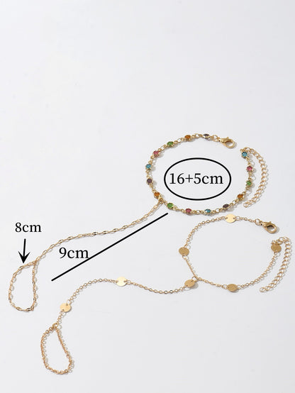 Zircon Four-Leaf Clover Colored Diamond Finger Necklace