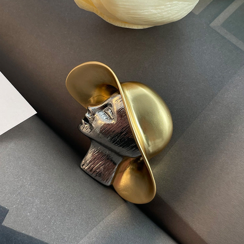 Retro unique personality contrast color straw hat girl brooch suit accessories for women - jewelryweilin