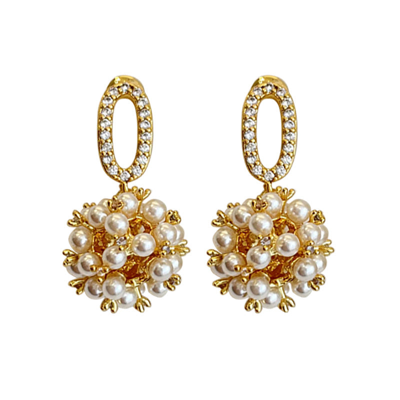 Noble and elegant vintage pearl zircon earrings - jewelryweilin