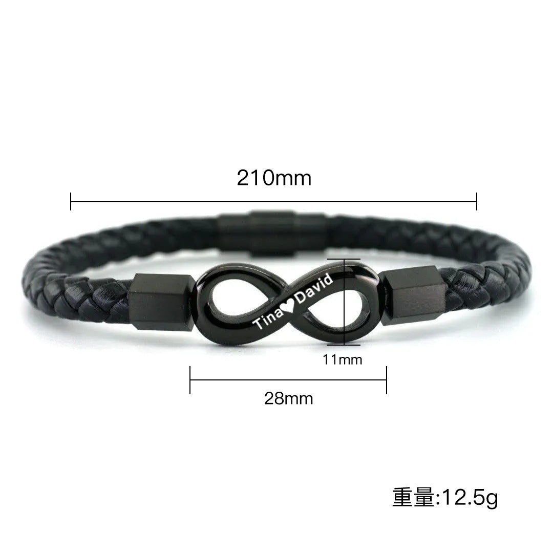 DIY engraved 8-character leather cord bracelet