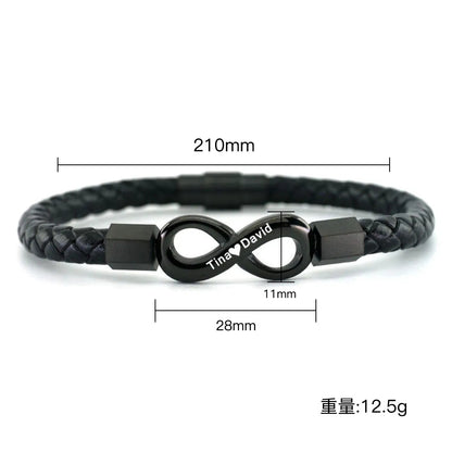 DIY engraved 8-character leather cord bracelet