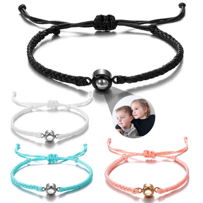 Photo projection hand-woven bracelet