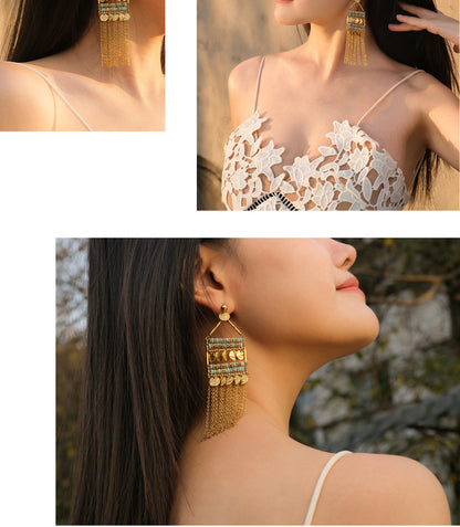 Retro light fringe earrings