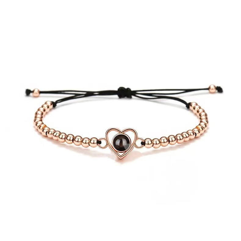 Love heart projection photo beaded bracelet weaving