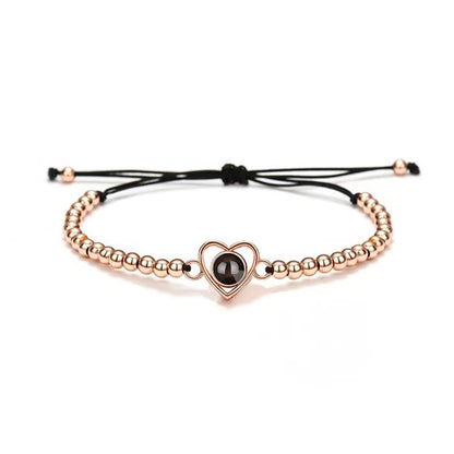 Love heart projection photo beaded bracelet weaving