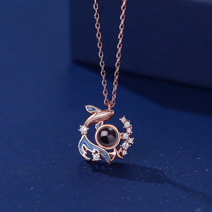Photo projection whale floor necklace