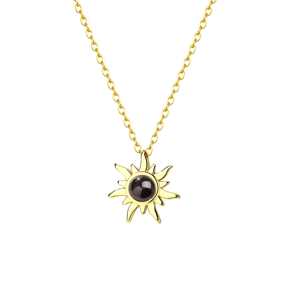 Photo projection sunflower necklace