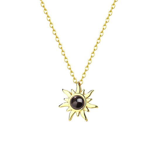 Photo projection sunflower necklace