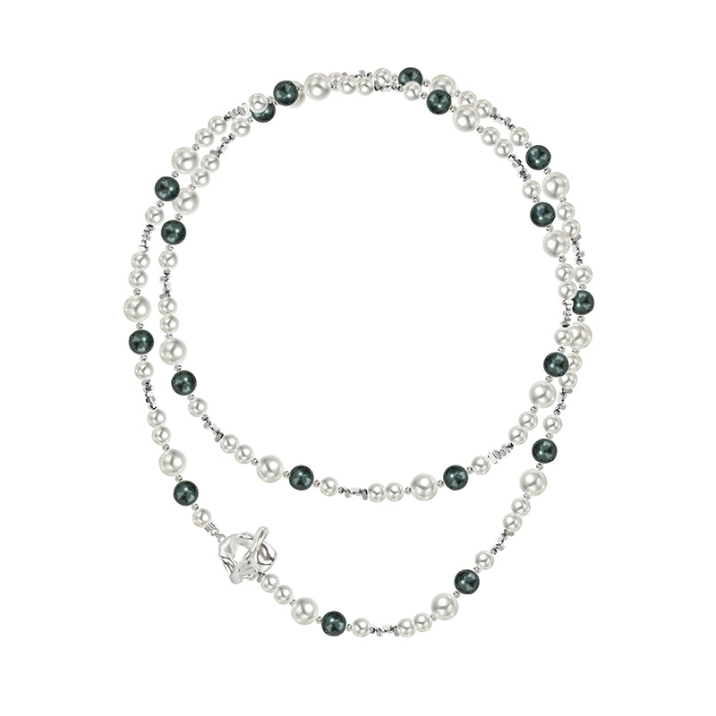 Colored pearl stacking necklace for clothing