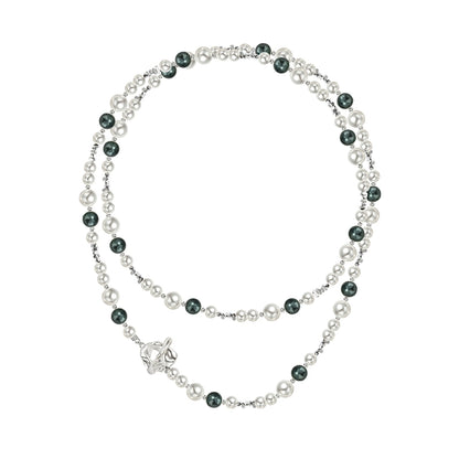 Colored pearl stacking necklace for clothing