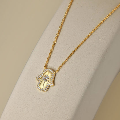 Fashion personality palm zircon necklace - jewelryweilin