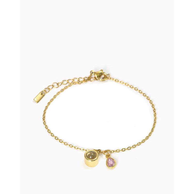 Photo projection water droplet shape zodiac stone bracelet