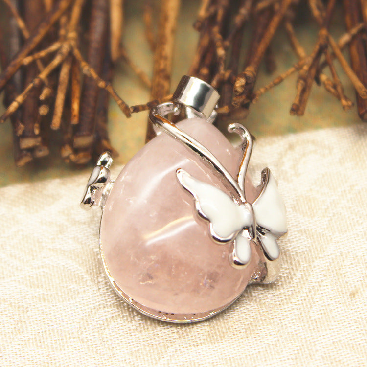 Teardrop Butterfly Shaped Crystal Pendant