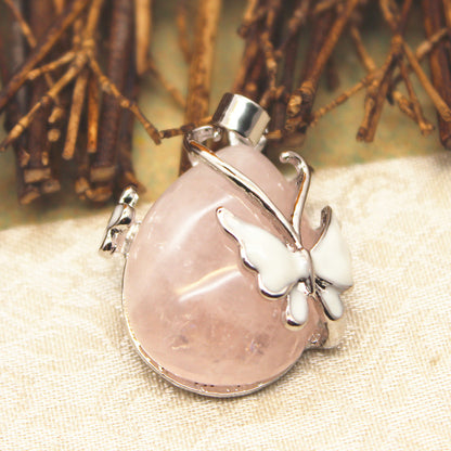 Teardrop Butterfly Shaped Crystal Pendant