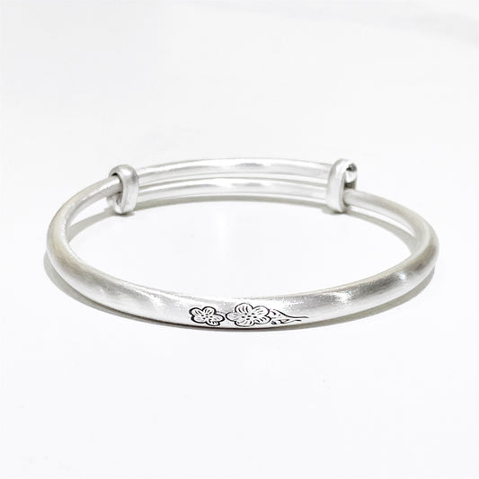 Chinese style plum blossom sterling silver bracelet