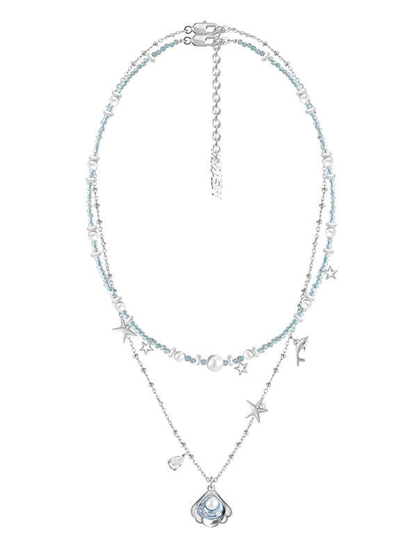 Secret language blue sea star necklace