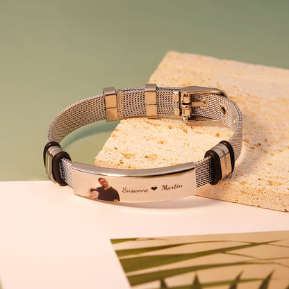 Engraved woven men's bracelet