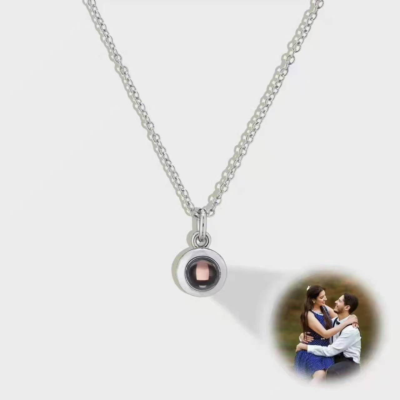 Photo projection pendant necklace