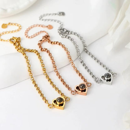 Photo projection heart circle hand chain