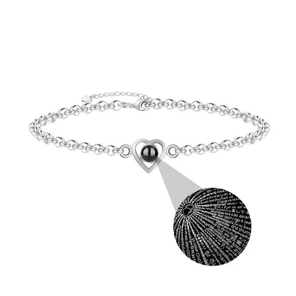 Photo projection heart circle hand chain