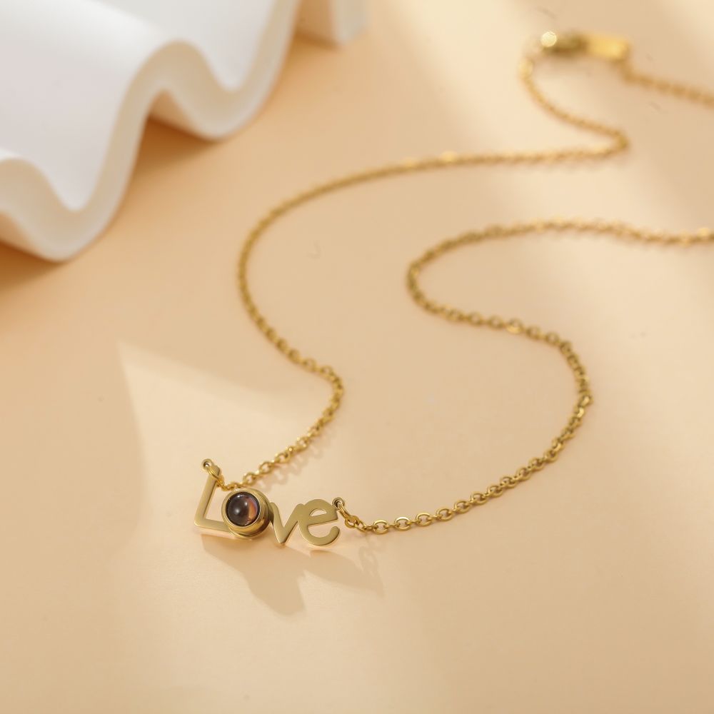 Photo projection letter necklace