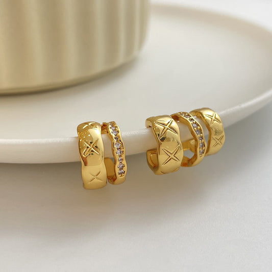 High-end fashion zircon ear bone clip earrings for non-pierced ears - jewelryweilin