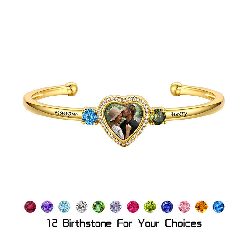 Pulsera con foto de corazón personalizada 