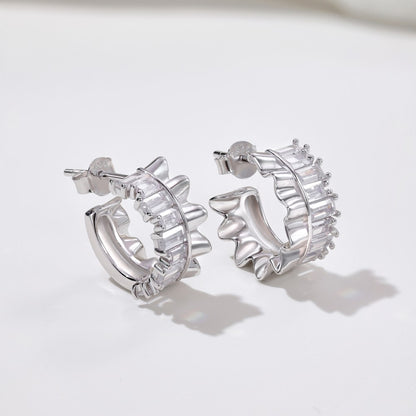 Zirconia Rectangular Earrings - jewelryweilin