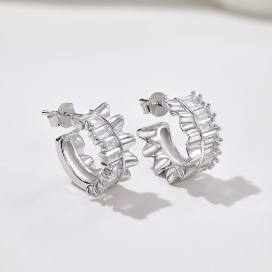 Zirconia Rectangular Earrings - jewelryweilin