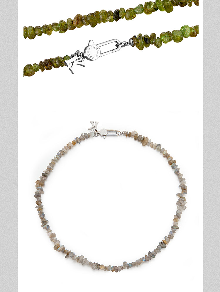 Natural stone free shape hip hop necklace