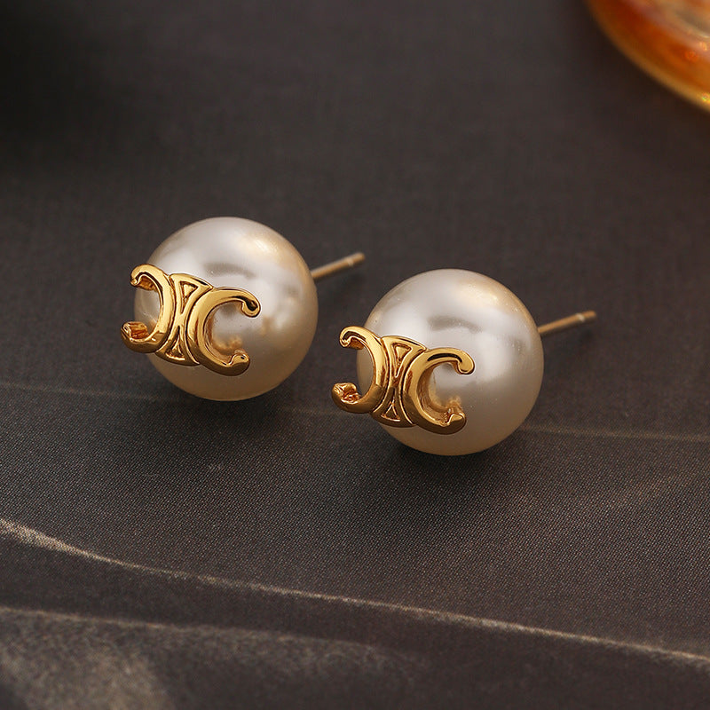 Noble and elegant retro Arc de Triomphe pearl earrings - jewelryweilin