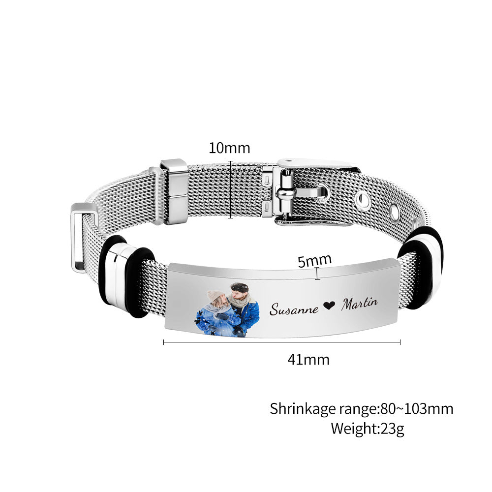 Engraved woven men's bracelet