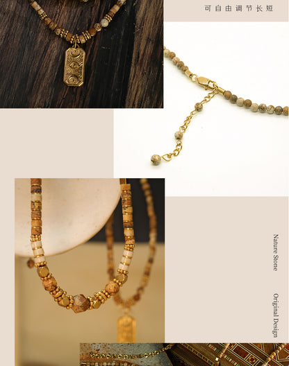 Golden wheat harvest necklace