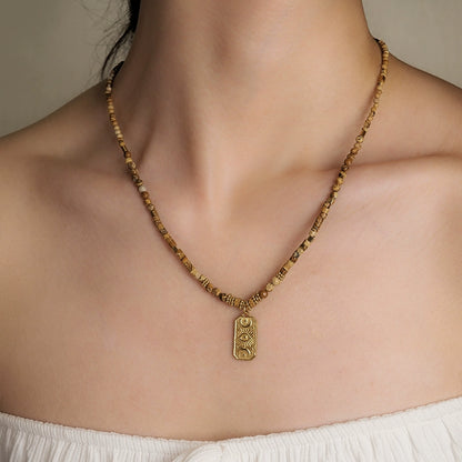 Golden wheat harvest necklace