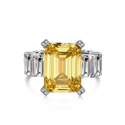 Classic noble shining ice flower cut high carbon diamond zircon ring - jewelryweilin