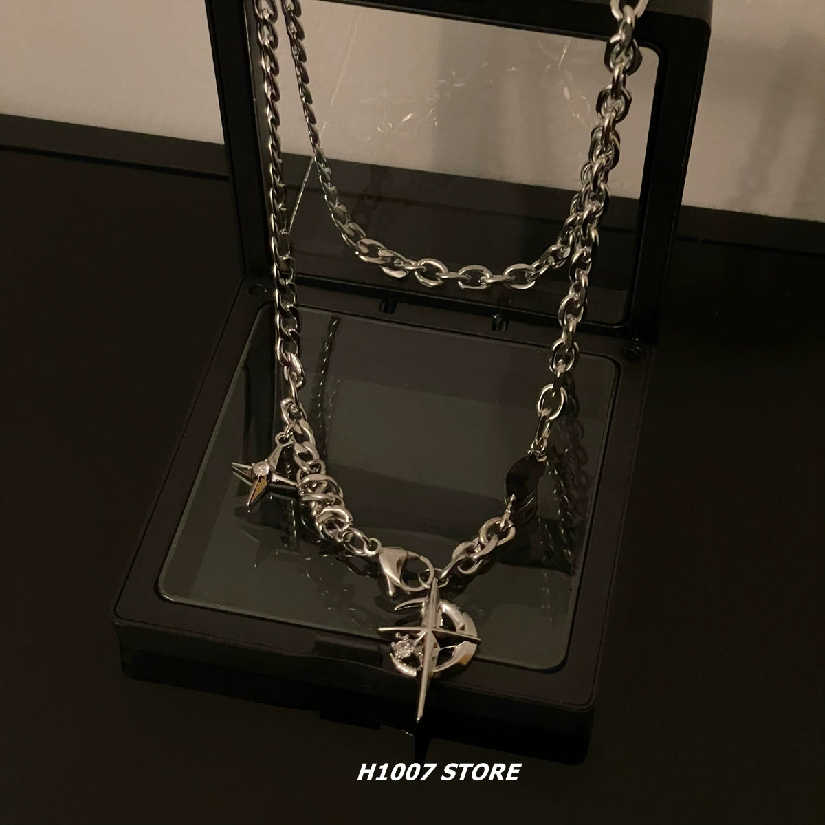Hip-Hop Street Black Gem Star Necklace