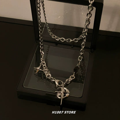 Hip-Hop Street Black Gem Star Necklace