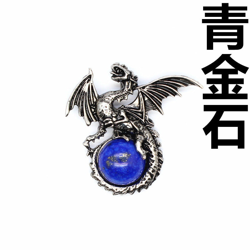 Vintage Natural Stone Dragon Pendant