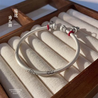 China Plum blossom and butterfly bell sterling silver bracelet - jewelryweilin